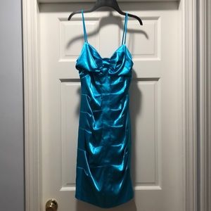 Cute Spaghetti Strap Fitted Teal Cocktail Dress